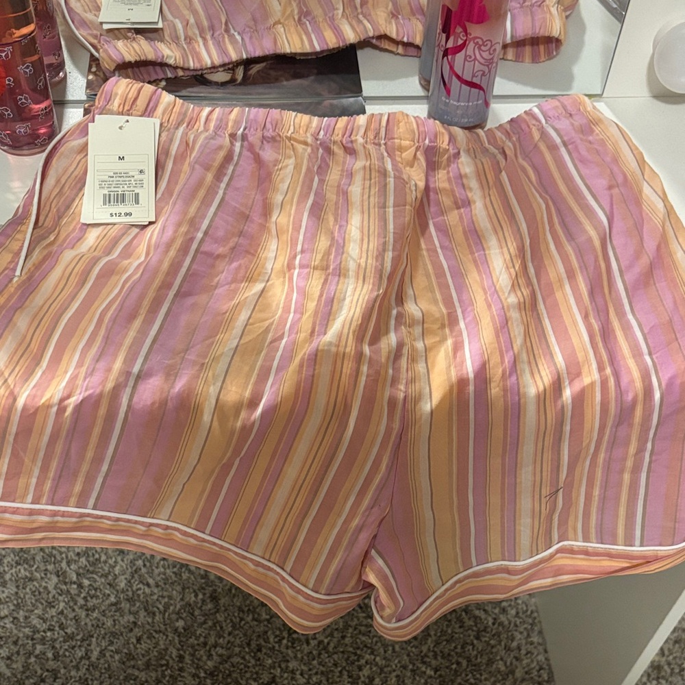 Stars Above Pink and Orange Striped Women Shorts
